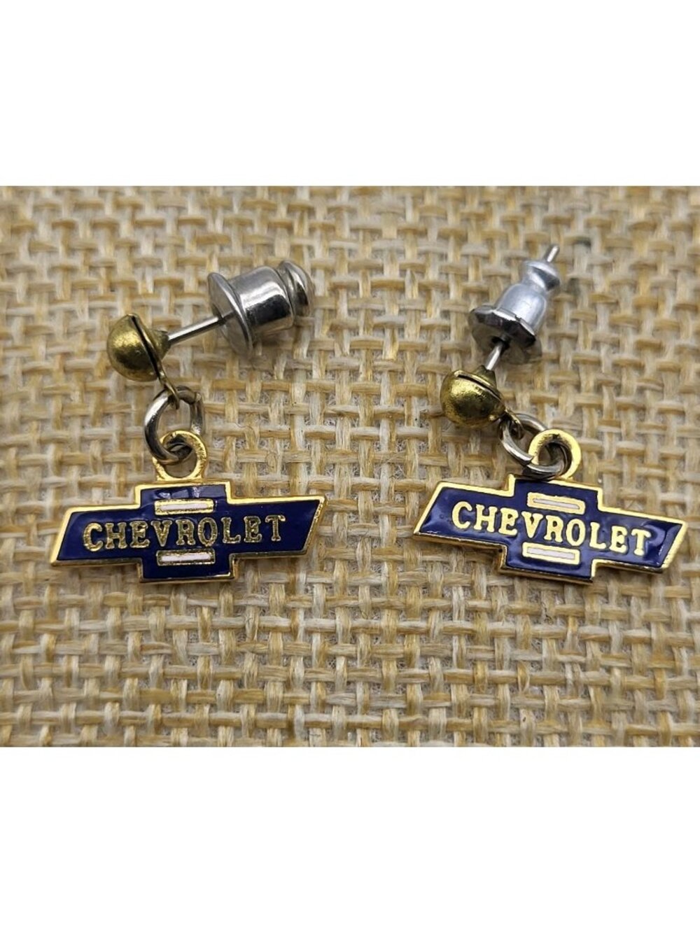 Vintage Enamel Earrings Chevy Chevrolet dangle automotive